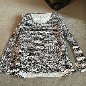 Black and white. Long sleeve T.